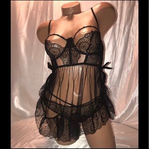 Black laced babydoll- top only